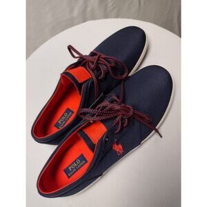 Polo Ralph Lauren Faxon Low Top Sneaker Mens 16D Navy Blue Canvas Casual Preppy